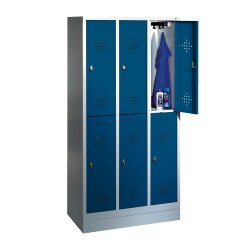"S 2000 Classic" Double Lockers with 150-mm-high Feet Light grey (RAL 7035), 180x81x50 cm/ 4 shelves