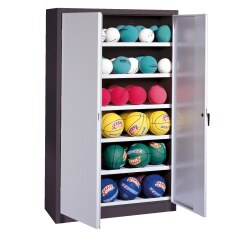 Ball Cabinet, HxWxD 195x93x40 cm, with Sheet Metal Double Doors (type 3) Light grey (RAL 7035), Anthracite (RAL 7021), Keyed alike